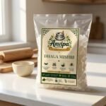 A premium pouch of Anvipa chemical-free White Dhaga Mishri showcasing unrefined rock sugar crystals formed around a traditional cotton thread.